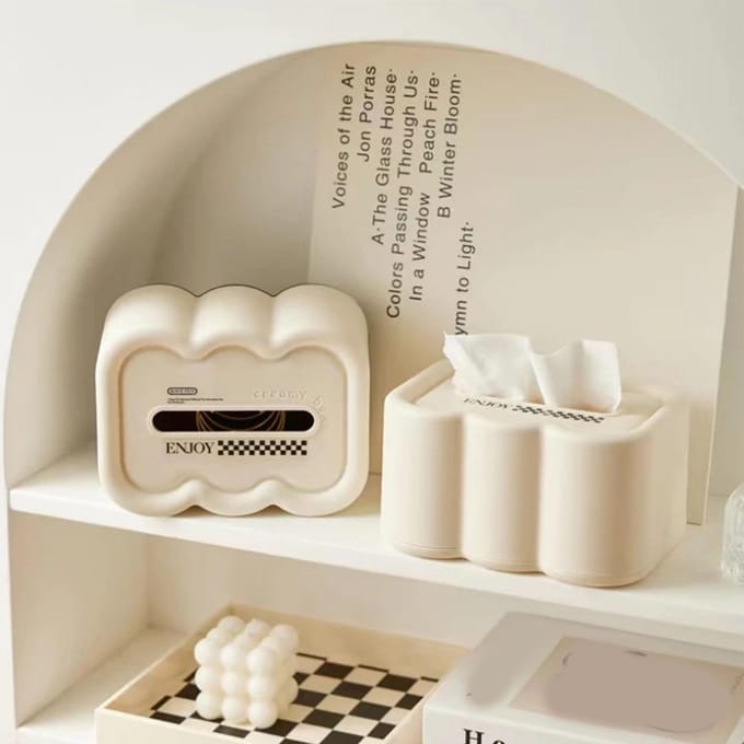 Tissueboxhoes Wolkvorm Multifunctioneel Plastic Decoratief Tissueboxhouder voor Woonkamer beige