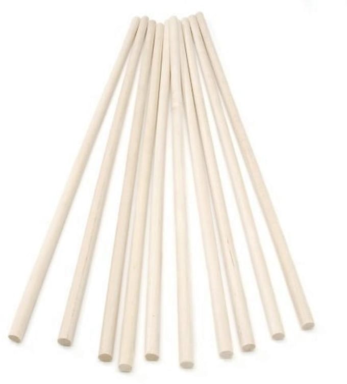 Houten Stokken 300mm - Deuvels en Polen 6mm Diameter - 10 Stuks