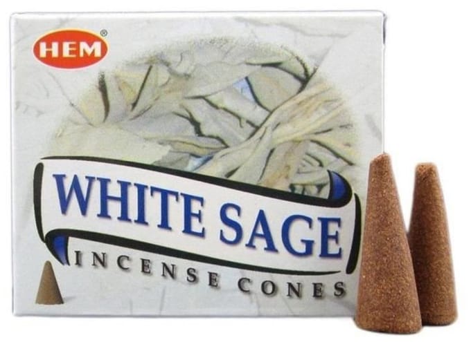 Wierook kegels HEM white sage - 1 doosje met 10 cones