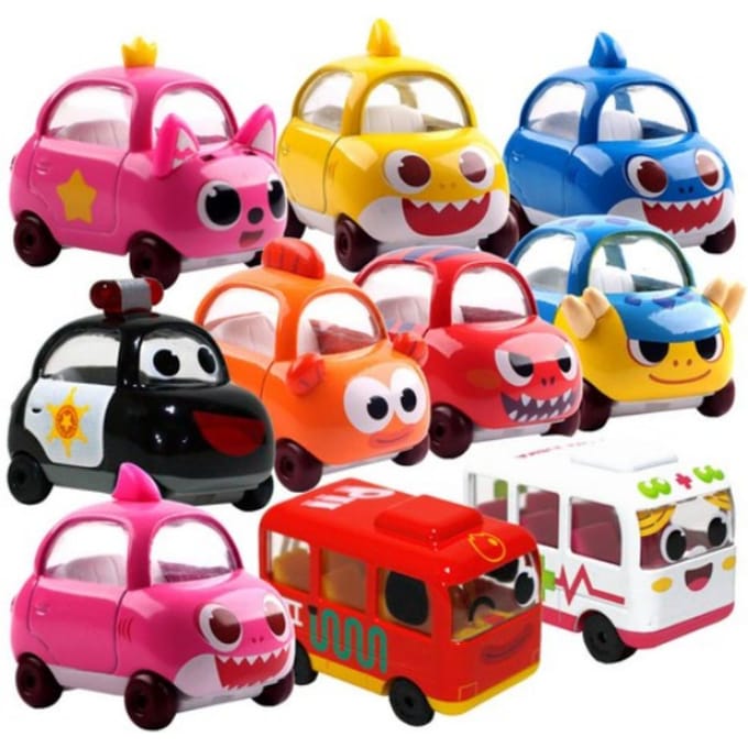 Pinkfong Babyshark Mini Voiture Moulée sous Pression Métal Jouet Kamicar Jouet 10 Types black