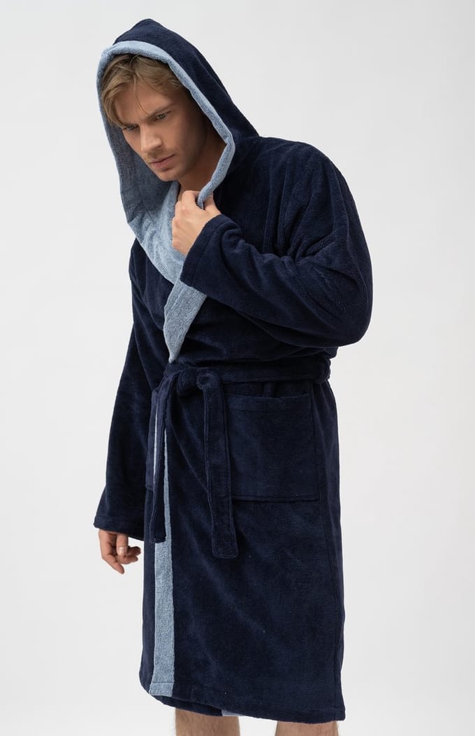 Belmanetti Badjas Heren Bamboe Velours Double Face Luzern 6557/501 Dark Blue S