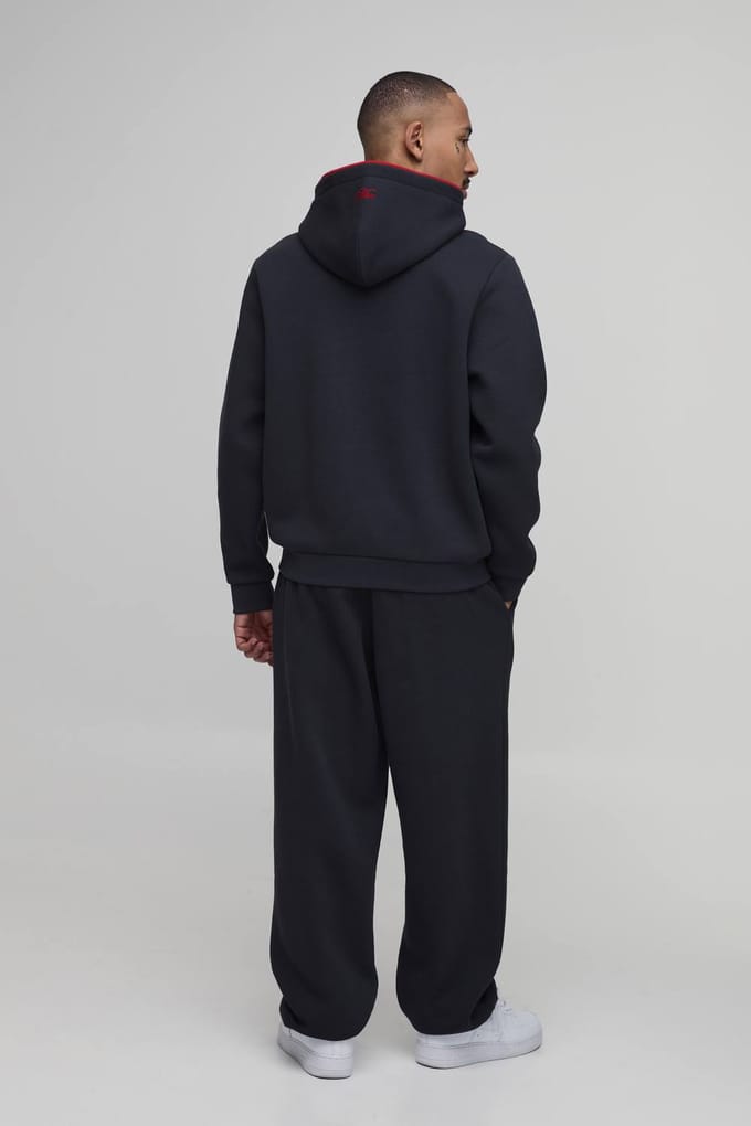 Regular B Geborduurd Hoodie & Oversized Jogger Trainingspak Met Bies | Charcoal | Size Medium