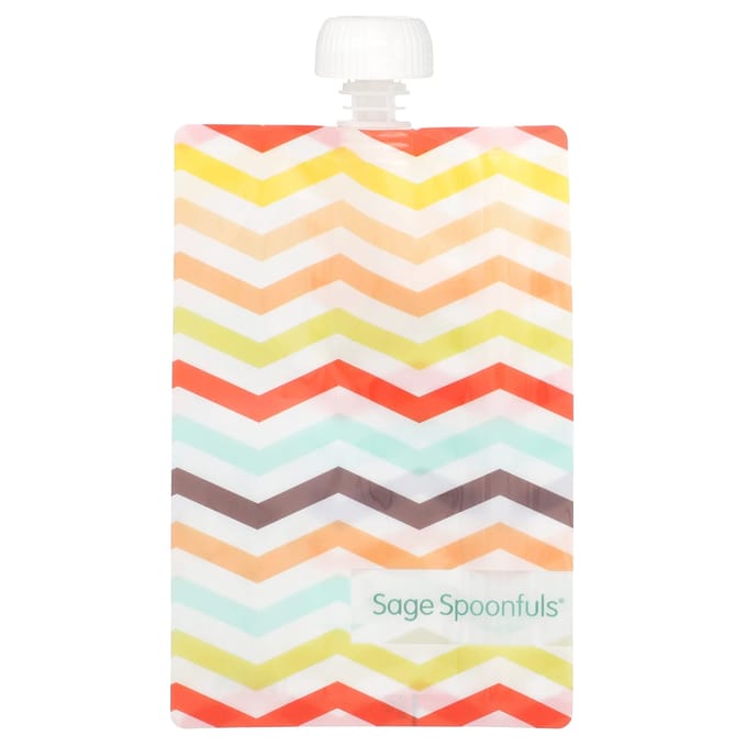 Sage Spoonfuls, Herbruikbare Voedselzakjes, 4 Maanden+, 6 Stuks white