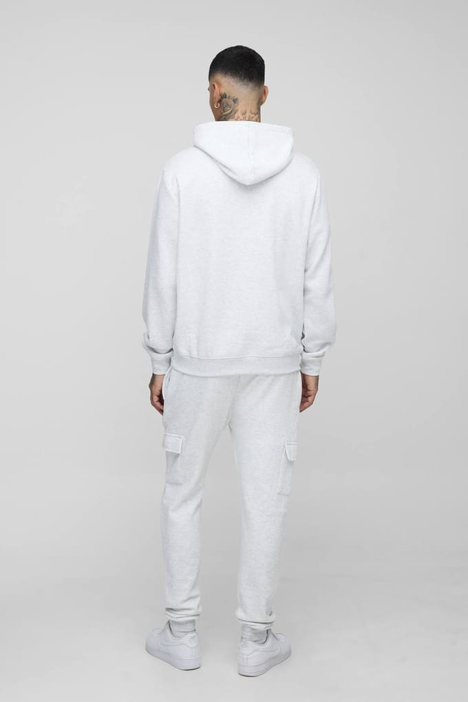 Tall Essential BM Signature Regular Fit Over the Head Hoodie | Grey Marl | Size Small