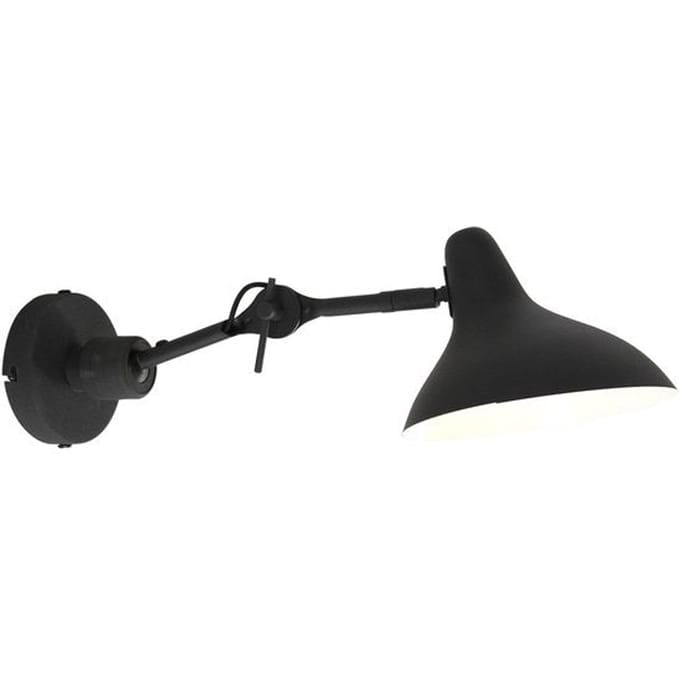 Zwarte wandlamp Kasket 2693ZW - Retro stijl - Verstelbaar, draaibaar en kantelbaar - Materiaal: kunststof en metaal - Anne Light - Maximale reikwijdte 50 cm, wandplaat diameter 12 cm