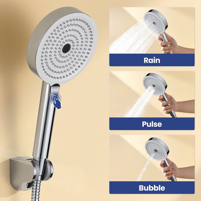 DERW MAX Douchekop - Hoge Druk - 3 Sproeistanden - Handdouche - Luxe Moderne Handdouche - Waterbesparende - Chrome