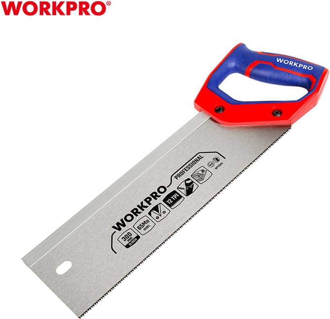 WORKPRO WP215014 Verstekzaag 300 mm – Met Versterkte Rug & 65Mn Zaagblad