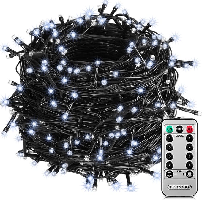 Monzana Lichtsnoer 200 LEDS – Afstandsbediening Timer – Koud Wit