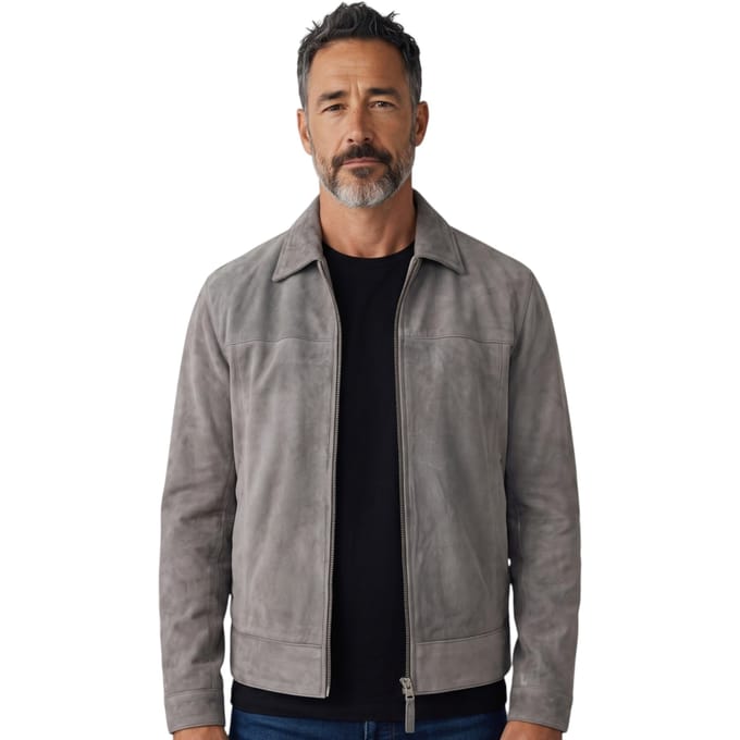 Heren Stone Goat Suède Harrington Biker Jas - Bursa