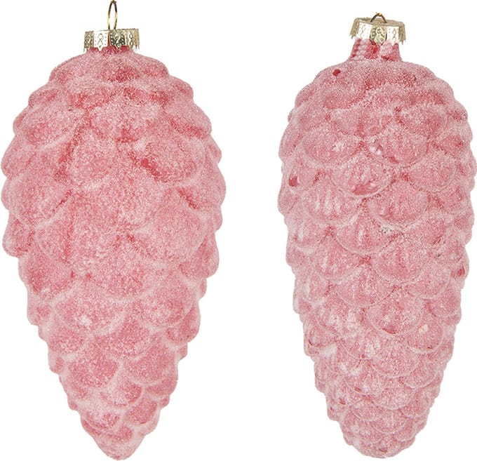 Clayre & Eef Kerstbal Set van 2 Overig Ø 7 cm Rood Glas Kerstballen