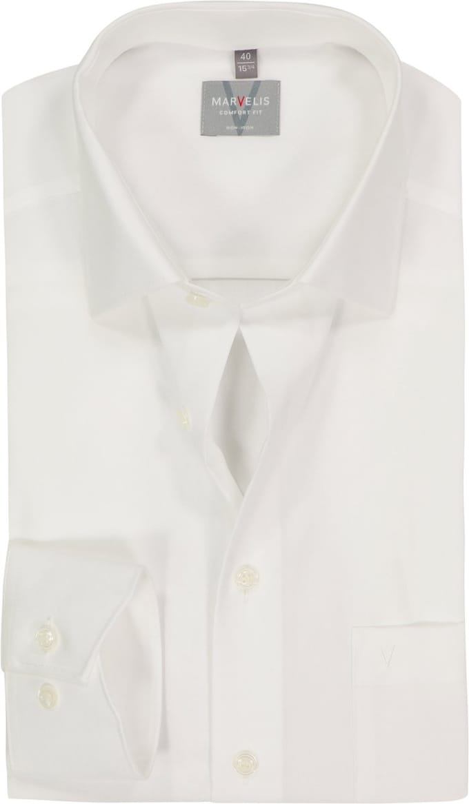 MARVELIS comfort fit overhemd - beige - Strijkvrij - Boordmaat: 41 (EU maat: L)