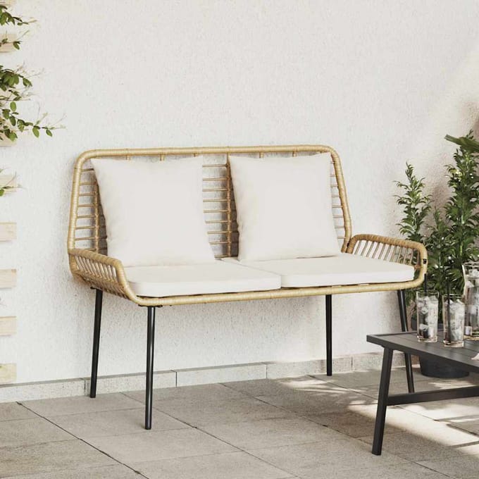 vidaXL - Tuinbank - Bruin - en - Crème - poly - rattan