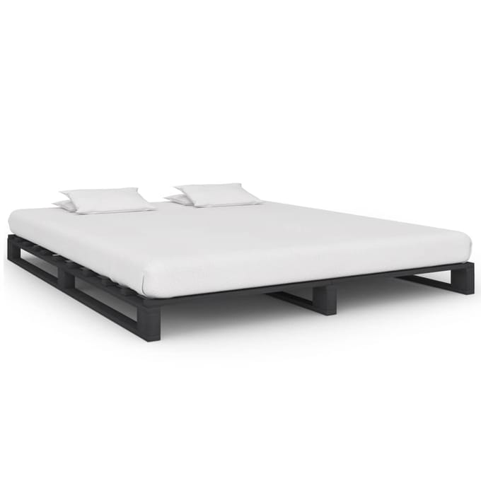 vidaXL - Bedframe - pallet - massief - grenenhout - grijs - 180x200 - cm