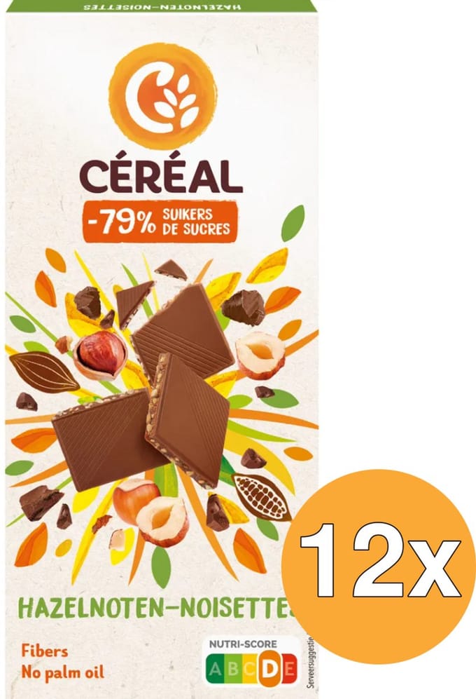 12x Céréal Tablet hazelnoot maltitol (80 gr)