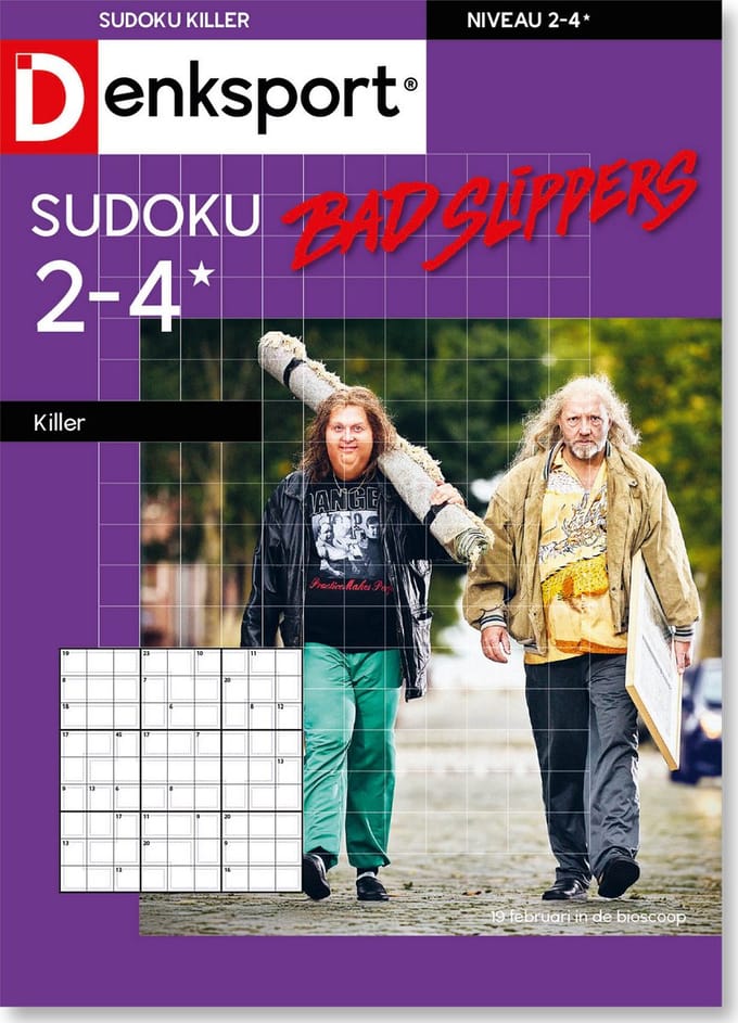 Denksport Puzzelboek Sudoku 2-4* Killer - Bad Slippers