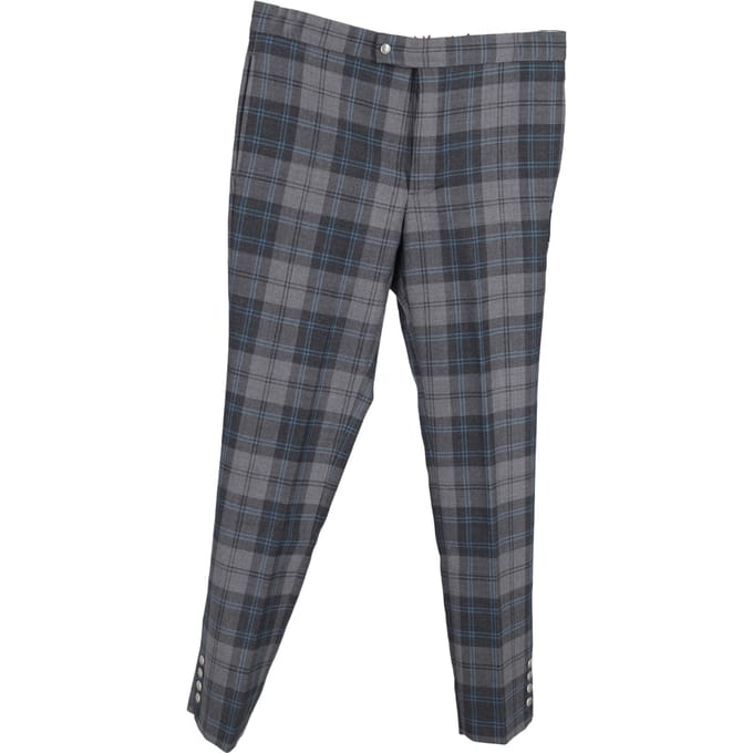 Moncler geruite slim-fit broek met middelhoge taille in grijze wol
