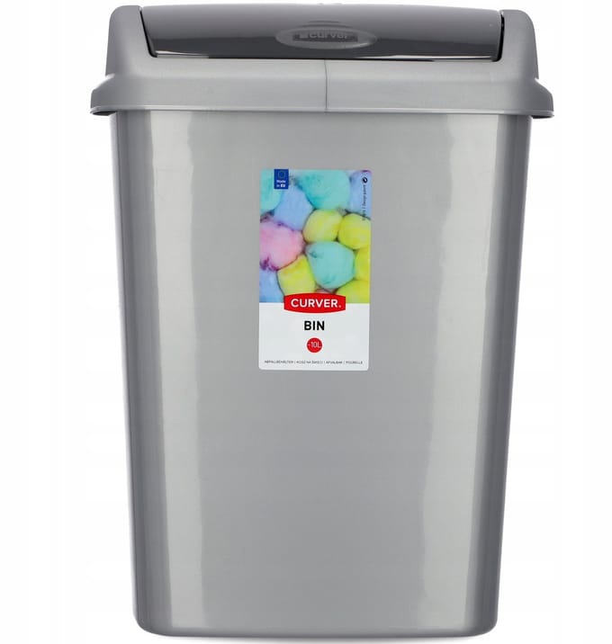 Curver Dominik Serie - Prullenbak - 10L - Zwenkdeksel - Modern Ontwerp