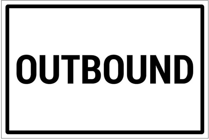 Outbound bord | gecoat dibond materiaal | 30 x 20 cm