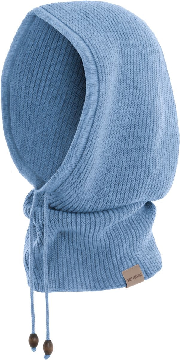Knit Factory Evy Colsjaal met capuchon - Crystal Blue - One Size