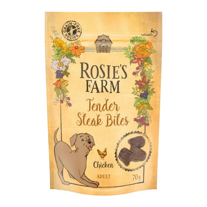 70g ´Mini Steak Bites´ Kip Rosie's Farm Hondensnacks