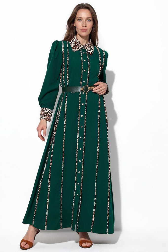Leopardprint Maxi Overhemdjurk