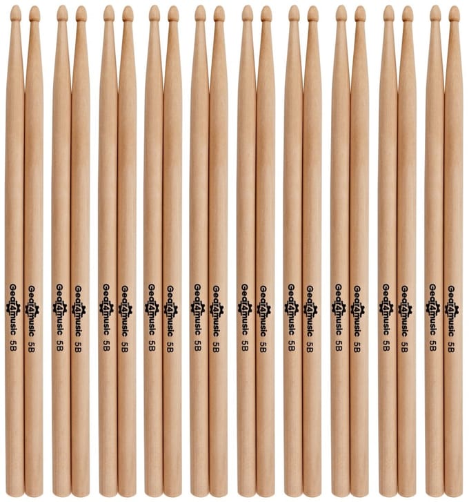 5B Drumstokken, Esdoorn, Houten Tip, 10 Paar