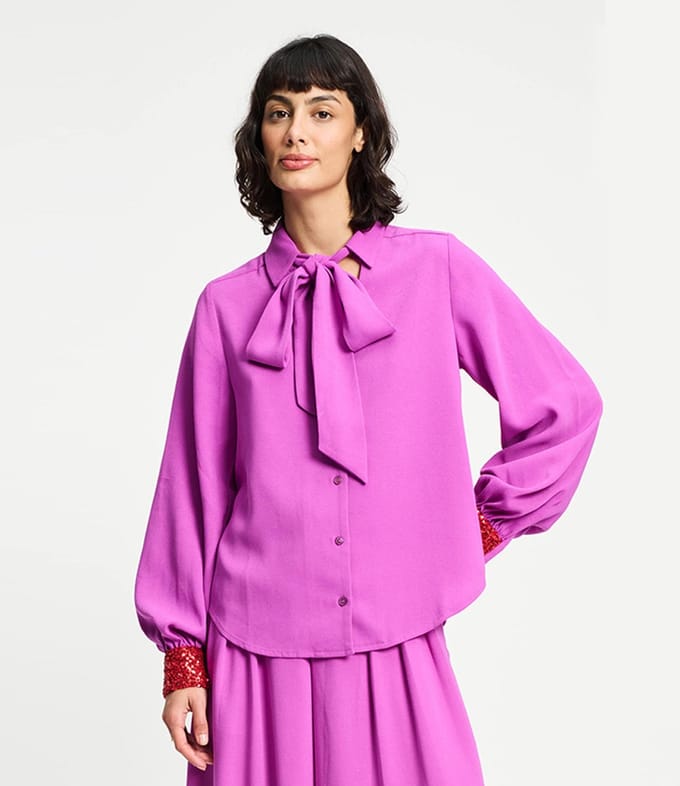 Blouse Bow Frosting Pink