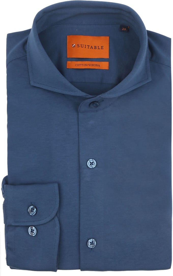 Suitable Sorona Overhemd Denim Blauw - Maat 40 - Heren - Overhemden Formeel