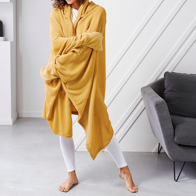 Hooded Uni Essential Plaid - Geel - 165x115 cm