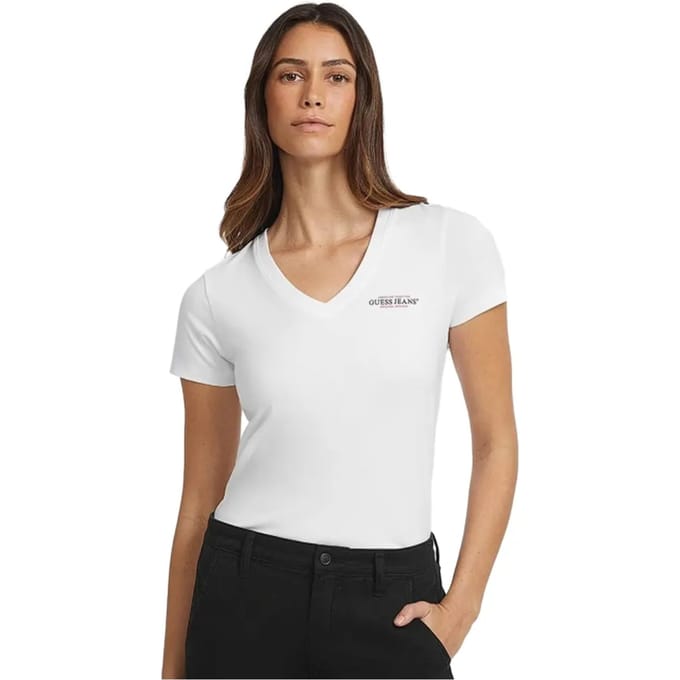 V-hals slimfit t-shirt voor dames Guess American