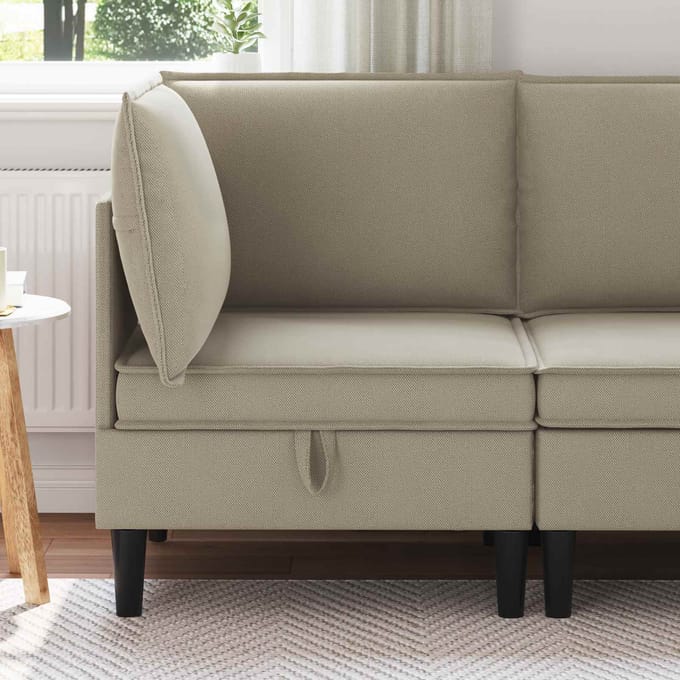 vidaXL - Hoek - Sofa - met - Opbergruimte - Zand - Fluweel