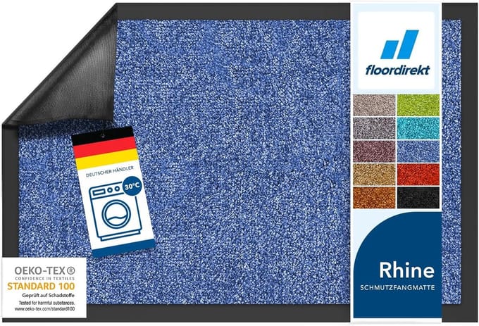 FLOORDIREKT Deurmat - Droogloopmat - Schoonloopmat - Rhine - Cornflowen Blue - 90 x 150 cm