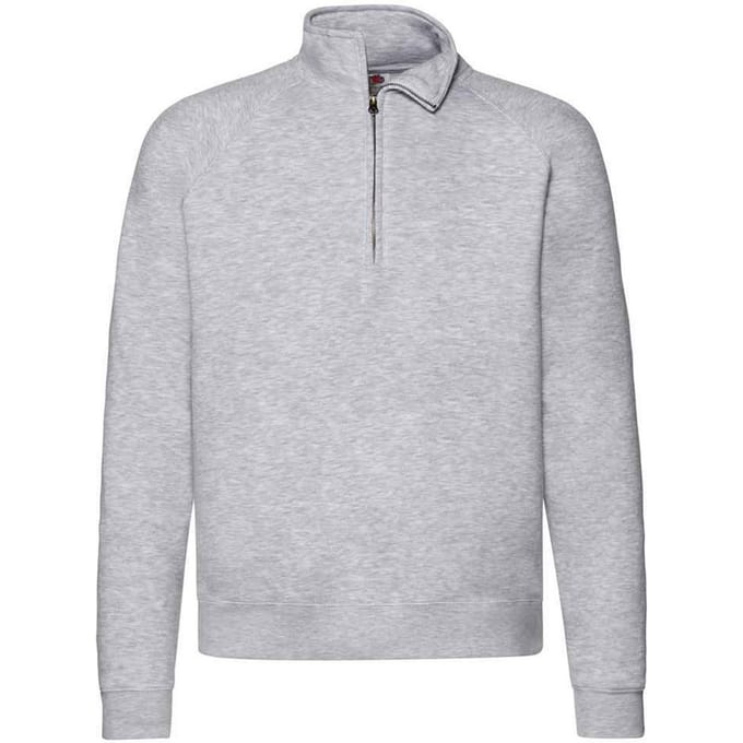 Fruit of the Loom Heren Premium Zip Neck Heather Sweatshirt (Heide Grijs)