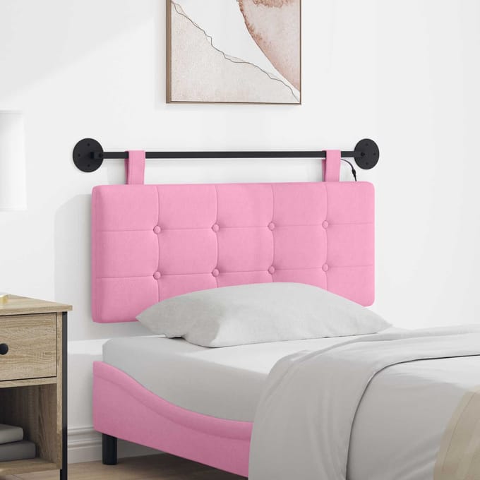 vidaXL - Hangend - hoofdbord - Met - LED-verlichting - Roze - Stof