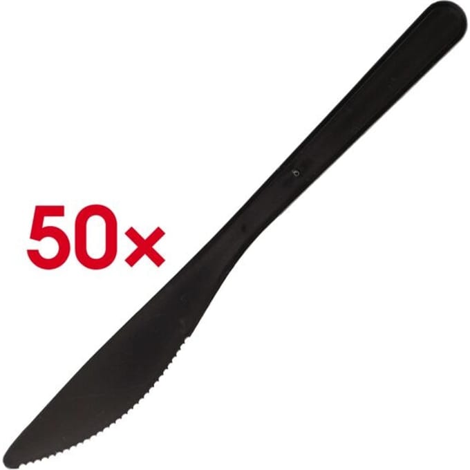 Papstar herbruikbaar bestek, messen, 50 stuks, vaatwasmachinebestendig, bio-PP, zwart