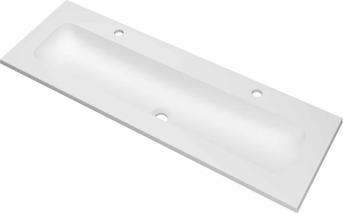 INK Reflekt polystone wastafel met 2 kraangaten 120 x 40 x 1,5 cm, mat wit