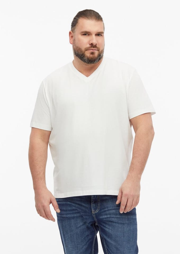 Zachte V-hals T-shirt van katoenjersey met logodetail s.Oliver