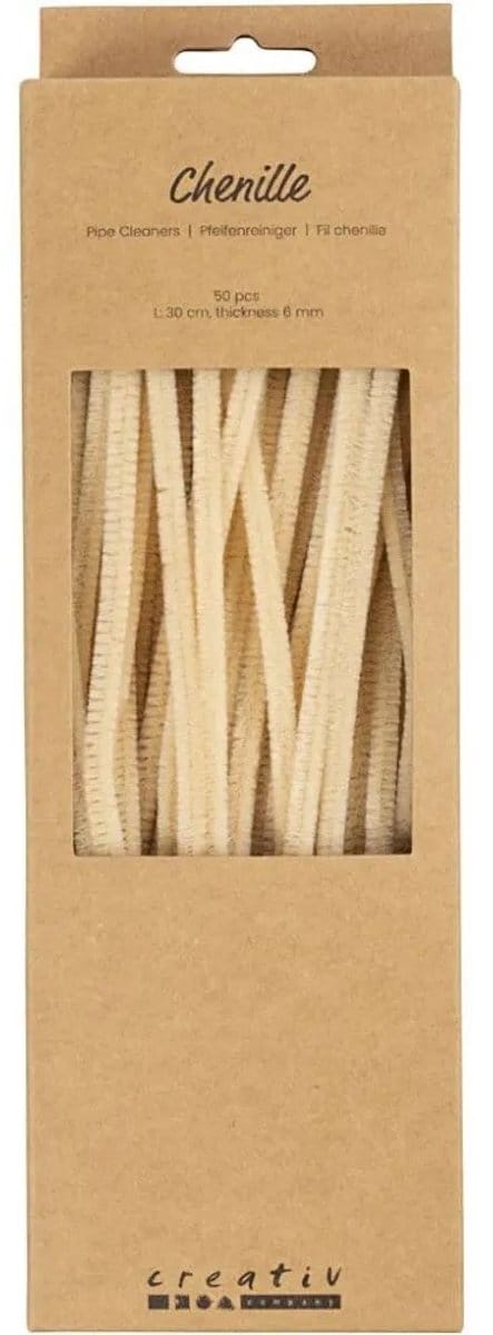 Creativ Company chenilledraad knutselmateriaal beige 6mm x 30cm 50 stuks.