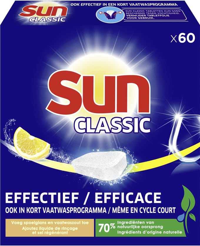 Sun Classic - Vaatwastabletten - Voordeelverpakking - Citroen - 60 Tabletten