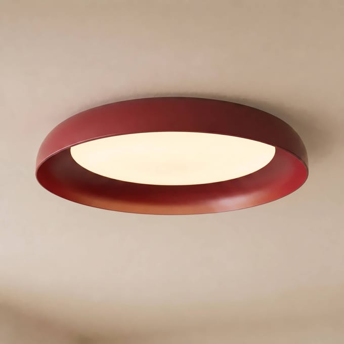 Lindby LED plafondlamp Florie, rood, metaal, Ø 40 cm