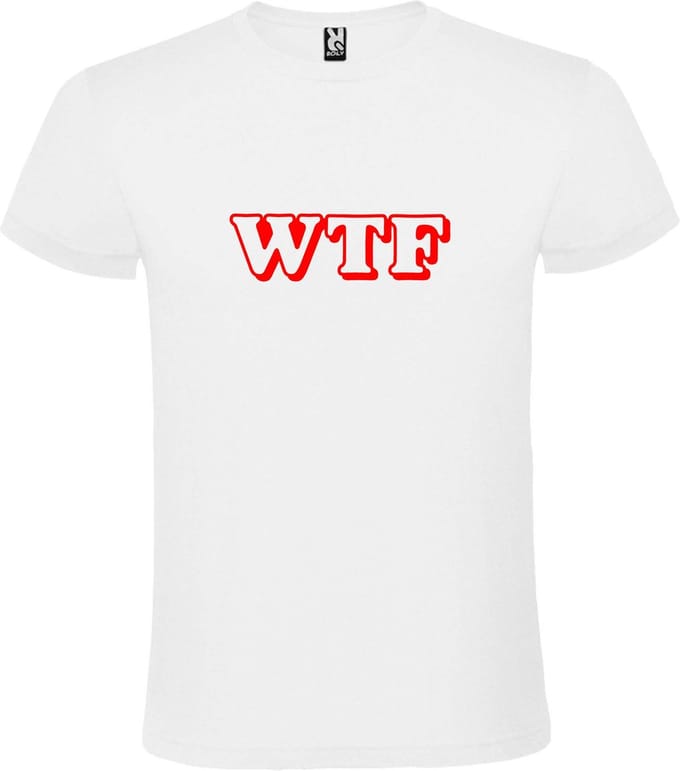 Wit T-shirt ‘WTF’ Rood maat M