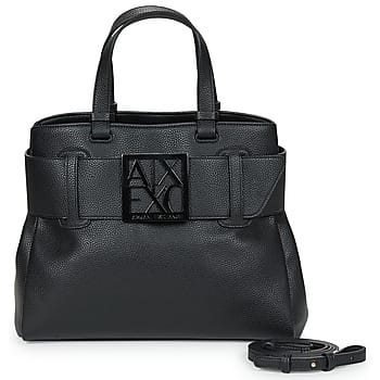 Structured Tote Bag with Belt Buckle Wo - Black Handbags