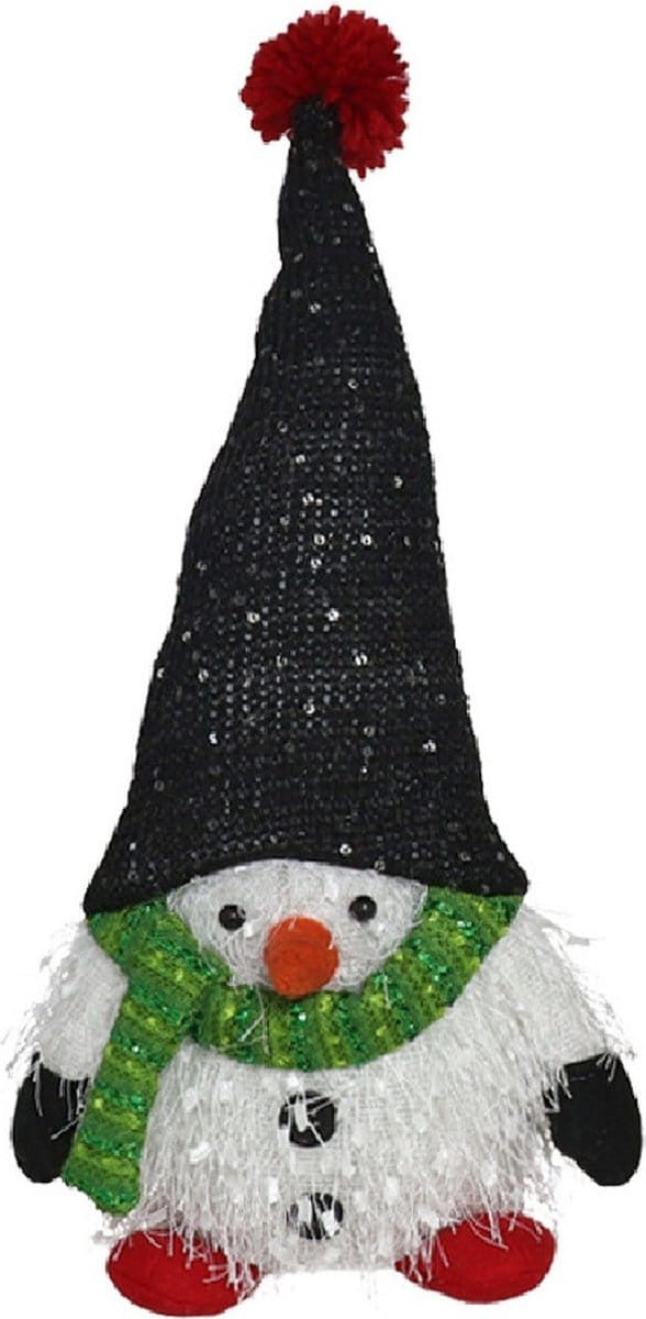 Gerimport Pluche kerst gnome - sneeuwpop - H36 cm - decoratie pop - wit