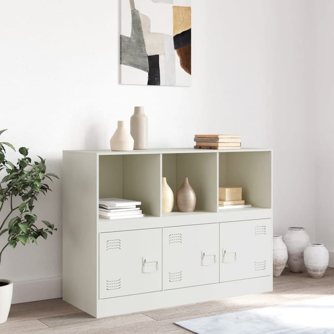 vidaXL - Dressoir - 99x39x73 - cm - staal - wit