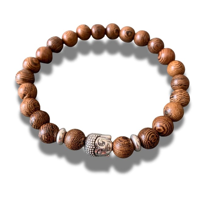 Armband - hout - Buddha teken - Boeddha - 8 mm 21 cm