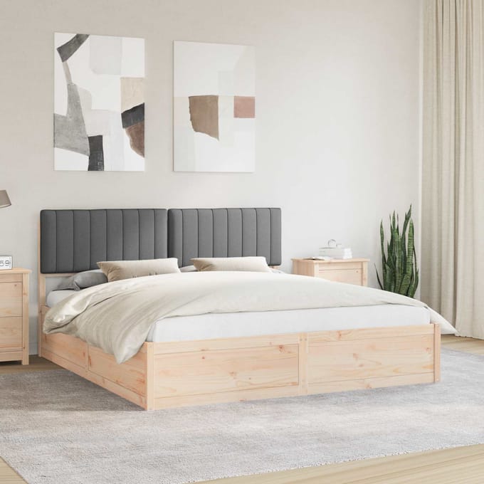vidaXL - Bedframe - met - Gevoerde - Hoofdbord - Donkergrijs - 180 - x - 200 - cm
