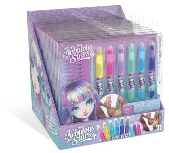 Nebulous Stars haarpotloden glitter krijt voor kinderen regenboog effect.