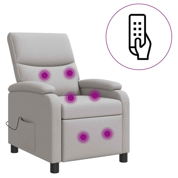 vidaXL - Massage - Relaxstoel - Wolkgrijs - Stof