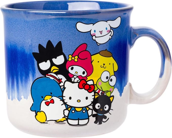 Grote Keramische Camper Mok met Lieve Kawaii Figuren, 590 ml