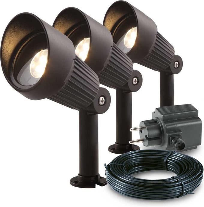 3x LED grond spot - 12V - 3 watt - complete set